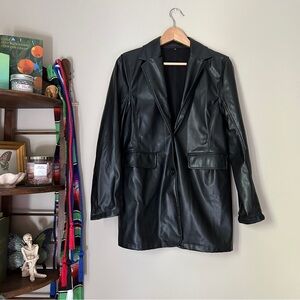 Black Pleather Oversized Blazer